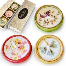 Aromatic Soy Candle with Beautiful Flower Inserts - Ceramic Pots (Set of 3)